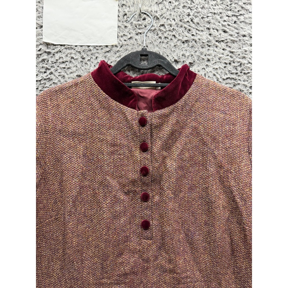 NWOT House of Bruar Ladies Velvet Wool Button Tweed Dress Midi Brown Size 16 - Picture 3 of 13